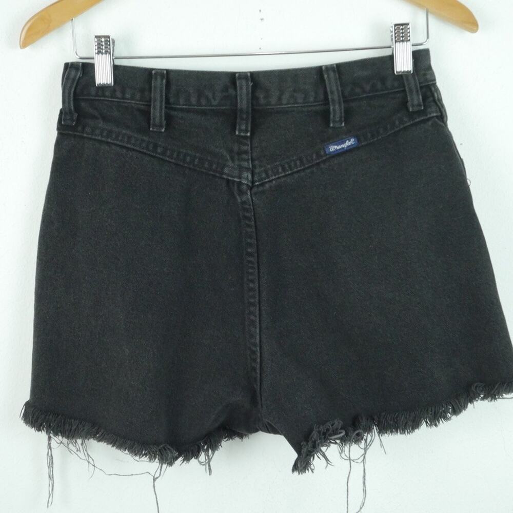 Vintage Wrangler Black Denim Cutoff Shorts Distressed Bareback Western 29" USA - Picture 6 of 8